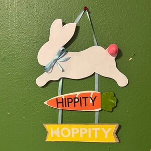 Easter Bunny Wall Hanging with Carrot and Bow